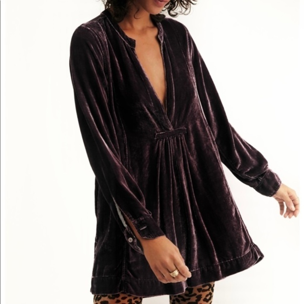 RARE Free People x CP Shades Black Silk Blend Velvet She's Got It Tunic Dress - Picture 4 of 13